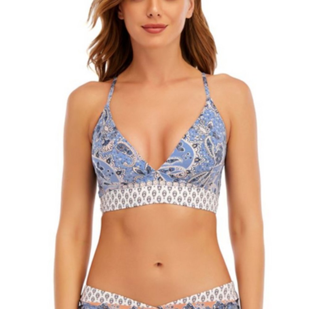 Lucky Brand Blossom Banded Bralette Bikini Top TOP ONLY size L NWT - Picture 1 of 9